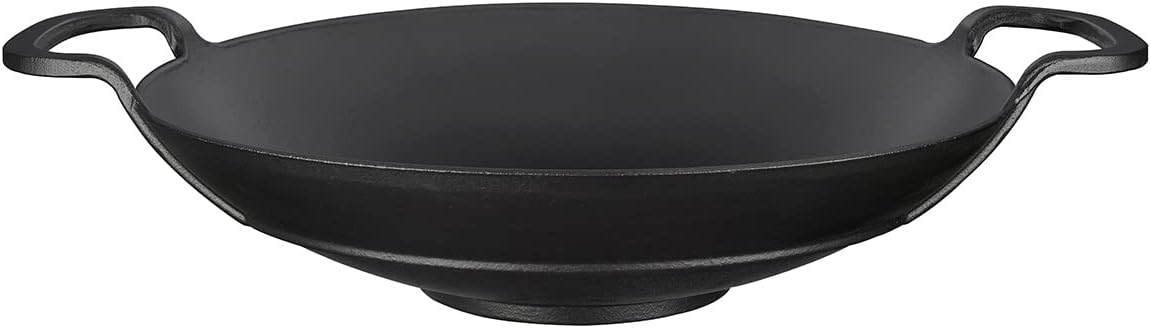 Lava Casting Wok Pan with Metal Handle, 38cm, Black