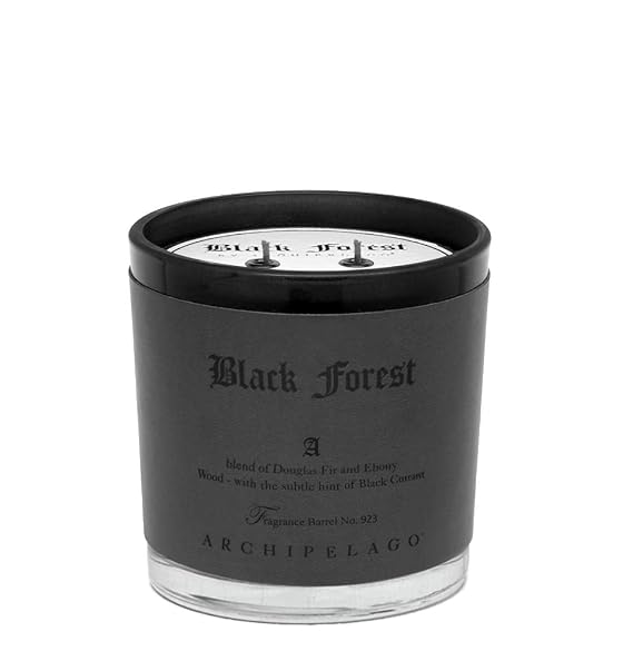 Archipelago Botanicals Black Forest Letter Press Candle, 13 oz | Dark Ebony Wood, Douglas Fir and Black Currant Scent, Faux Leather-Wrapped Jar, Clean Soy Wax Blend, 100 Hour Burn