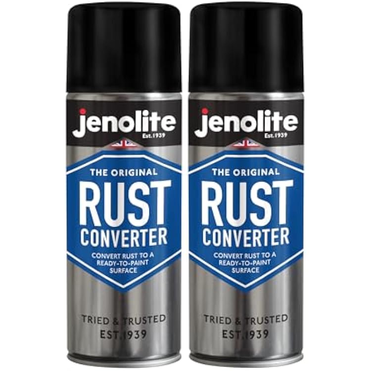 Jenolite Rust Converter Spray for Metal 2 400 ml 2 13.52 fl oz. All In One FastActing Epoxy, Rust Reformer, Primer & Inhibitor. Converts Rust to a PaintReady Surface. Made in Britain.