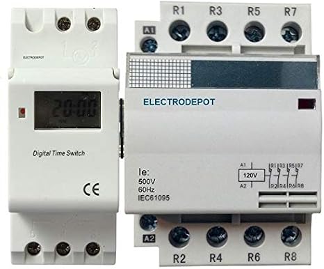 Electrodepot 60Amp AC-1, 4 Pole Timer 7Day 24Hr Programmable Timer Switch 110V 120V