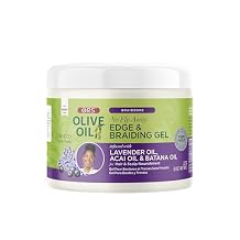 ORS Olive Oil Braidzone Edge & Braiding Gel with Lavender, Acai & Biotin for Hair & Scalp 8 oz
