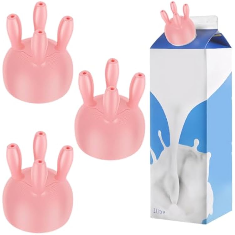 3 PCS Cow Udder Milk Carton Cap, Cow Utter Milk Cap, Reusable Milk Bottle Caps, for Home Use, Christmas Thanksgiving Spoof Gifts Pink