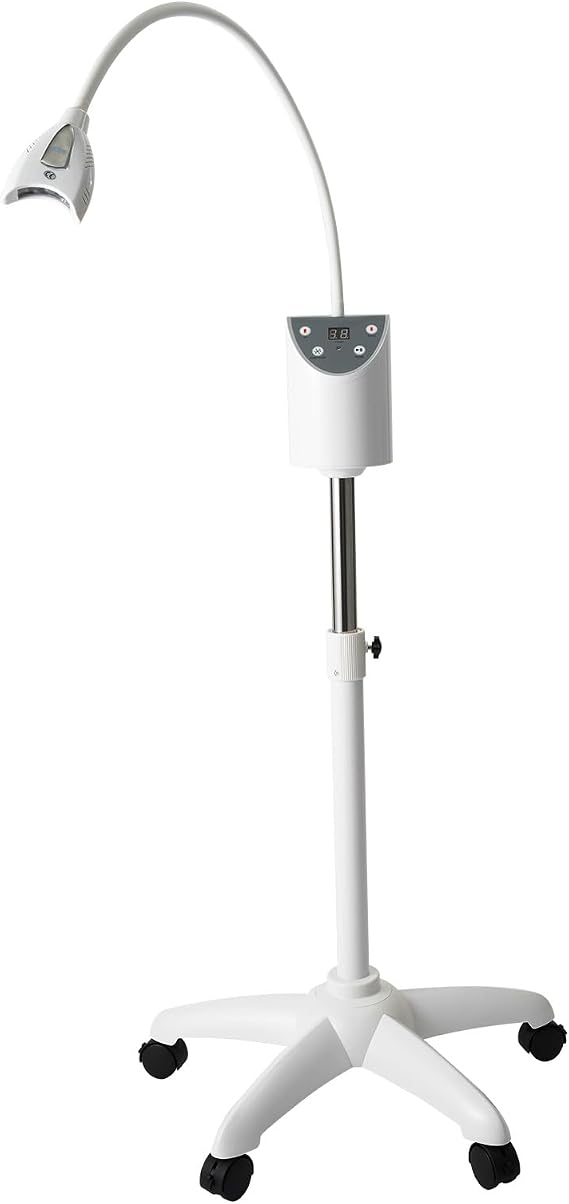 Cold Light Mobile Teeth Whitening Machine, 4 Led Lights, Adjustable Height, Timer of 5-30 Minutes, with Remote Control