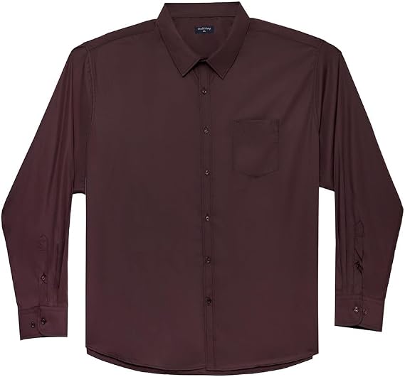 Double Pump Big and Tall Dress Shirts for Men Long Sleeve Business Casual Solid Button Down Shirts from XXL(T) to 6XL(T)