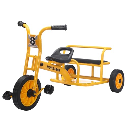 Kids Tricycle for Ages 2-8, Kids Trike Bike with Adjustable Seat, Airless Rubber Tires and Rear Padded Seat, Preschool Daycare Tandem Tricycle, Gift for Boys and Girls