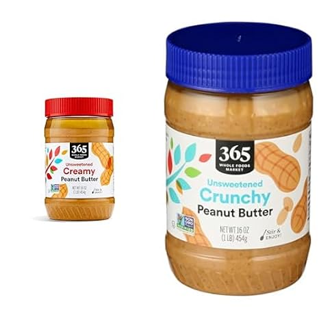 365 by Whole Foods Market Peanut Butter Bundle - Unsweetened Creamy and Crunchy With Salt, 16 oz (2-Pack)