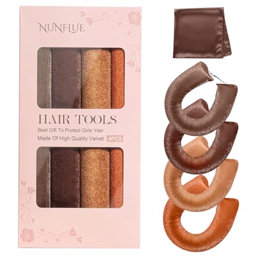 Heatless Hair Curlers Set- 4Pcs Soft Hair Curlers to Sleep In, No Damage Velvet Curling Rods with Silk Scarf, No Heat Overnight Curls - For All Hair Types