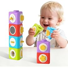 Montessori Activity Cube & Busy Board for 1 Year Old - 12-in-1 Travel Toys for Airplane & Car, Educational Activity Stacking & Sensory Toys for Toddlers 1-2, Easter Basket Stuffers for Toddler