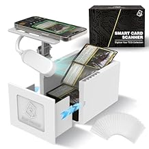 Card Scanner Stand with LED Light for TCG & MTG Sports Cards - Hands-Free Phone Mount for ManaBox - Scans Sleeved Cards (20x Sleeves Included) - Foldable Organizer with Premium Gift Box
