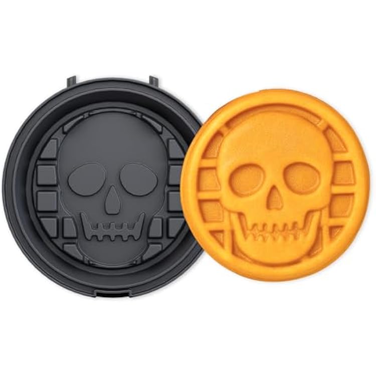 KEINVE Skull Waffle Maker Plates 4, Easy Release, Dishwasher Safe, Nonstick Halloween Waffle Plates for KEINVE Waffle Maker 228AK