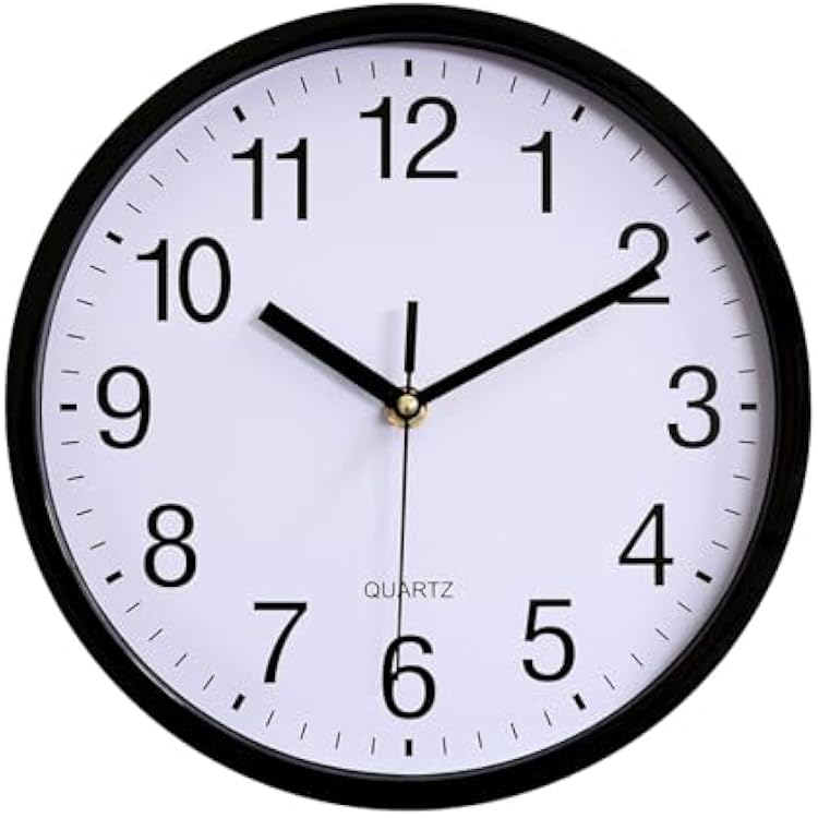 Modern Wall Clock, 10 Inch Silent Non-Ticking Quartz Battery Operated Wall Clocks,Classic Round Kitchen Wall Clock for Bedroom Living Room Home Office Decor