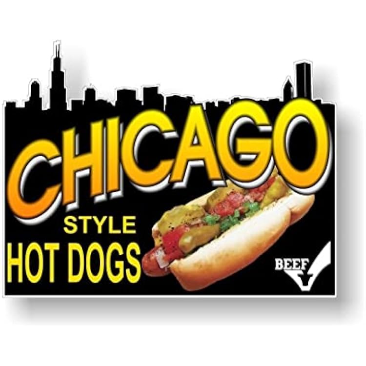 1 Chicago Style Hot Dogs 12 Decal Concession Trailer Cart Grocery Gourmet Food Convenience Store Shop Counter Wall or Window Sticker Chicago 1 9x 12