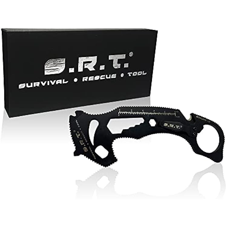 S.R.T. Survival Rescue Tool - 14 Function Premium Rescue Multitool for Everyday Carry Personal Protection Applications - Automobile Rescue Tool with Seat Belt Cutter and Window Breaker - TSA Compliant