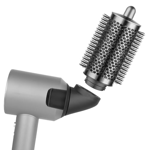 Upgraded Connector Adapter with Large Round Volumizing Brush for Dyson Supersonic Hair Dryer, Round Brush and Adapter Attachment for Converting Hair Dryer for Airwrap, Grey