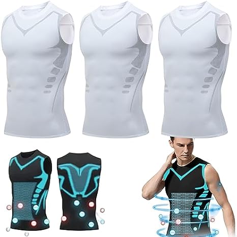 3PCS Shapewear Vest Version Ionic Shaping Sleeveless Compression Shirt Men Comfortable Breathable