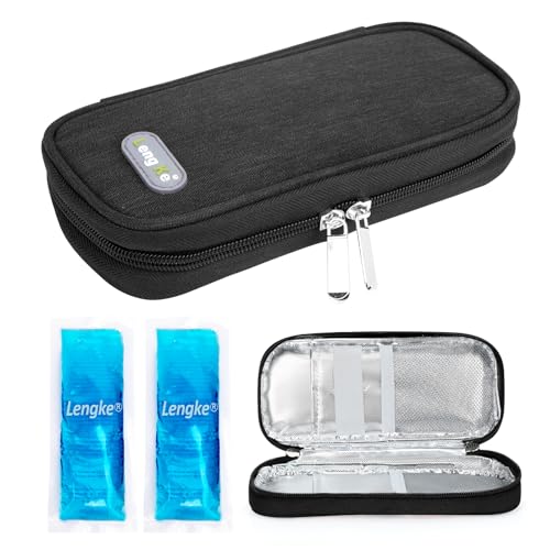 YOUSHARES Insulin Cooler Travel Case - Diabetic Case Insulated Organizer Portable Cooling Bag for Insulin Pen and Medication Diabetic Care Supplies with 2 TSA Approved Ice Pack Black