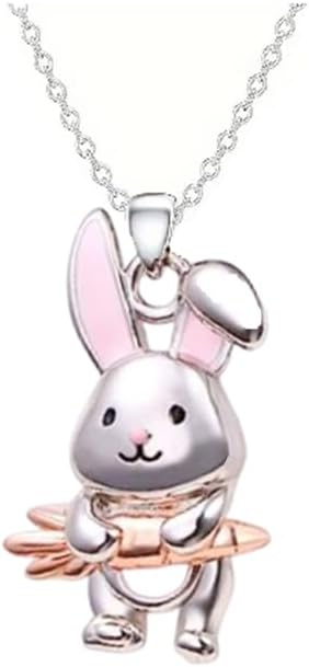 Caiyao Cute Rabbit Pendant Necklace Earrings Animal Bunny Necklace Jewelry for Women Easter Birthday Gifts