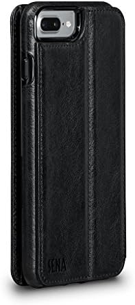 SENA Wallet Book Leather Folio Case for iPhone 8 Plus  7 Plus  6 Plus Black