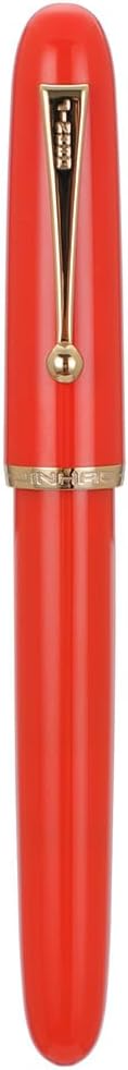 Jinhao 9016 Fountain Pen Medium Heartbeat Point, Dadao Series Red Acrylic with Large Converter for Writing