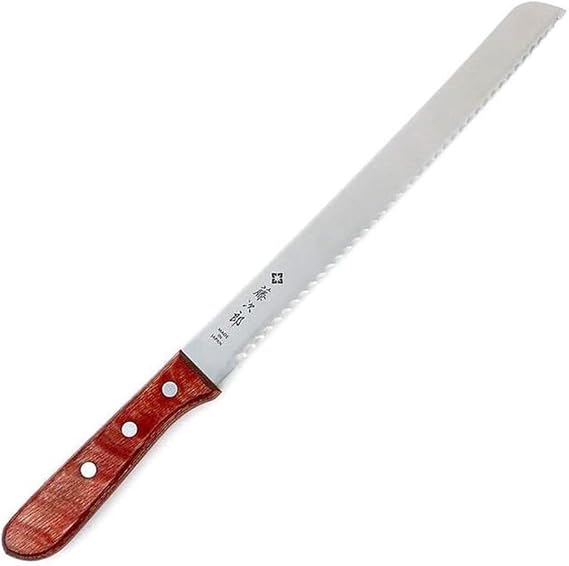 Tojiro Japan Hand Made Bread Knife Slicer Cutter, 14.75", Stainless and Wood - Reinforced Laminated Material