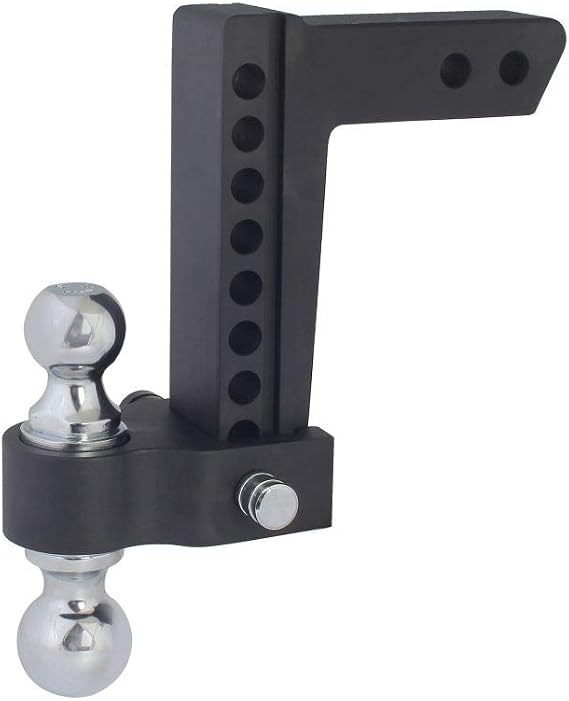 Trailer Valet Blackout Adjustable Drop Hitch 8000 10000 LB Capacity 0 to 8 Inch Drop Reversible 2 Inch and 2-5/16 Inch Ball Class IV, Locking Pins Included Heavy Duty Aluminum Construction