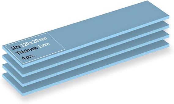 ARCTIC TP-3: Superior Performance Thermal Pad, 120 x 20 x 1.0 mm (Stackable up to 2.0 mm Without Loss of Performance), 4 Pieces - High Performance, Particularly Soft, Ideal Gap Filler, Bridge