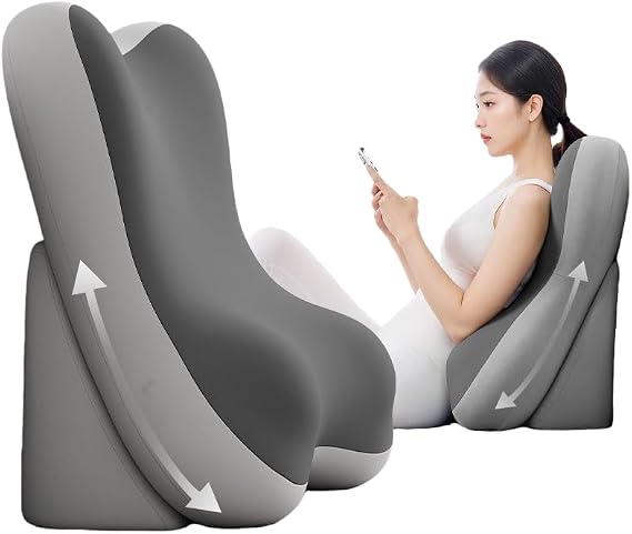 Luxury Reading Pillow for Bed - Backrest Cushion for Sitting Up in Bed, Sofa Ergonomic Support for Reading, Watching TV, Gaming Relieves Back & Neck Discomfort, for Adults & Seniors(Gray)