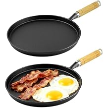 DVK Pre Seasoned Cast Iron Tortilla Pan & Comal - 11.57x10.23 Inch Smooth Surface Skillet for Perfect Tortillas, Dosas, Pancakes & Eggs Versatile Cast Iron Crepe & Griddle Pan