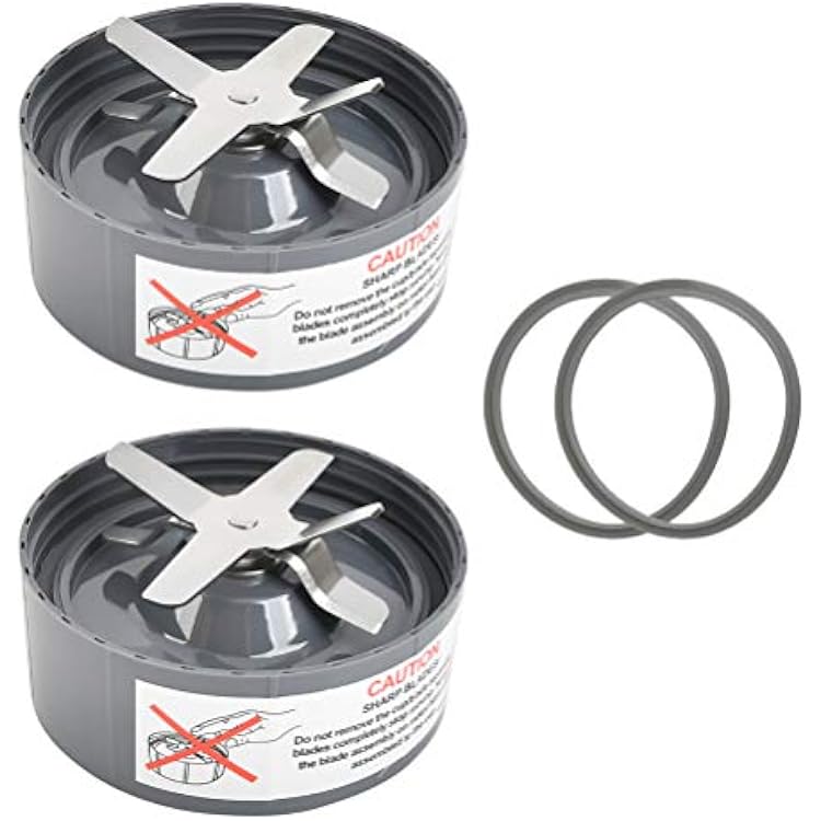 TIMESETL 2 Pack Replacement Extractor Blades and 2 Extra Silicone Rubber Gasket Seal Rings, Replacement Blades Parts Compatible with Nutribullet 600w & 900w NB-101B NB-101S NB-201 Juicer Blenders