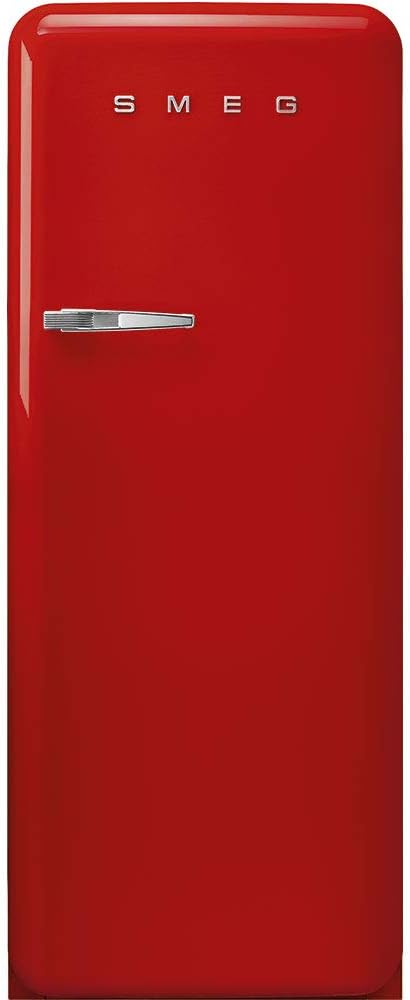 Smeg FAB28 50's Retro Style Aesthetic Top Freezer Refrigerator with 9.93 Cu Total Capacity, Multiflow Cooling System, Adjustable Glass Shelves 24-Inches, Red Right Hand Hinge Made In Italy