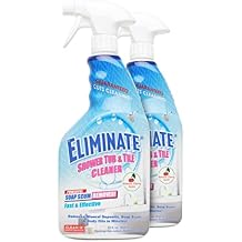 Clean-X Eliminate Shower Tub & Tile Cleaner- 32 fl oz. - Shower Cleaner. Powerful Cleaner removes soap scum and hard water minerals by UNELKO Invisible Shield (2 Pack)