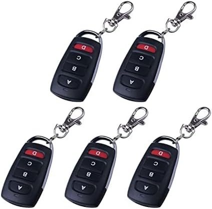 433MHZ Cloning Remote Control Keychain,Universal Garage Door Opener Remote Garage Electric Gate, Duplicates Original Remote Controls for Vehicle Central Locking Systems, Electronic Garage Doors (5Pcs)