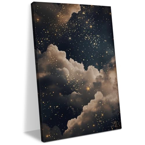 Posters & Prints Celestial Star Poster, Painting Canvas Wall Art , Abstract Gothic Star Starry Night Sky Moon Art Prints, Nature Landscape Framed Artwork Picture Wall Decor for Bedroom Office Home 11.5x14.5 Inch