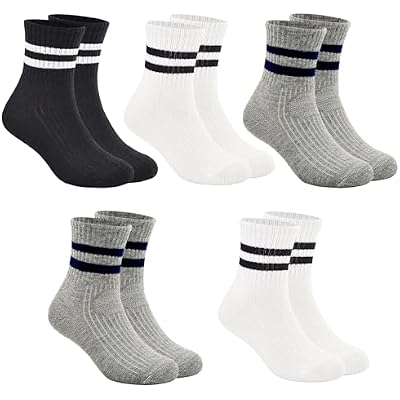 Boys & Girls Crew Socks - Cotton Athletic Socks, 5 Pairs 1-12 Years