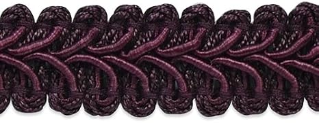Trims by The Yard Alice Classic Woven Braid Trim, 1/2-Inch Versatile Trim for Sewing, Washable Decorative Trim for Costumes, Home Decor, Upholstery, 20-Yard Cut, Eggplant