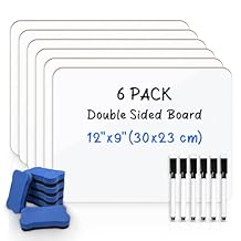 6 Pack Small Dry Erase Board 12''x 9'', Double-Sided Portable Lapboards with Markers & Erasers, Handheld Marker Writing Whiteboard for Office, Home, Students and Classroom Teacher Supplies