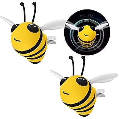 2PCS Little Bee Car Air Vent Clip, Automobile Perfume Air Conditioning Vent Accessories, Cute Car Air Freshener Gift yellow