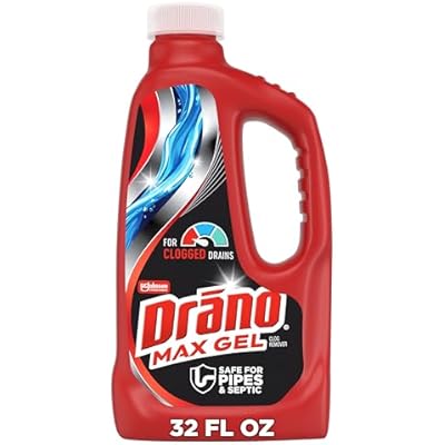 Drano Max Gel Drain Clog Remover & Cleaner, Fast-Acting to Unclog Standing Water & Remove Hair, Grease & Food Blockages, Safe for all Pipes & Septic, Kitchen Sinks, Bathroom Showers & Tubs, 32 Oz