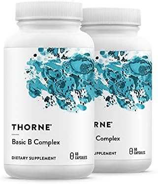 Thorne Vitamin B Supplement, Basic B Complex, Active Vitamin B and Choline Blend, 60 Capsules, Set of 2, Total 120 Tablets / 60 Day Supply