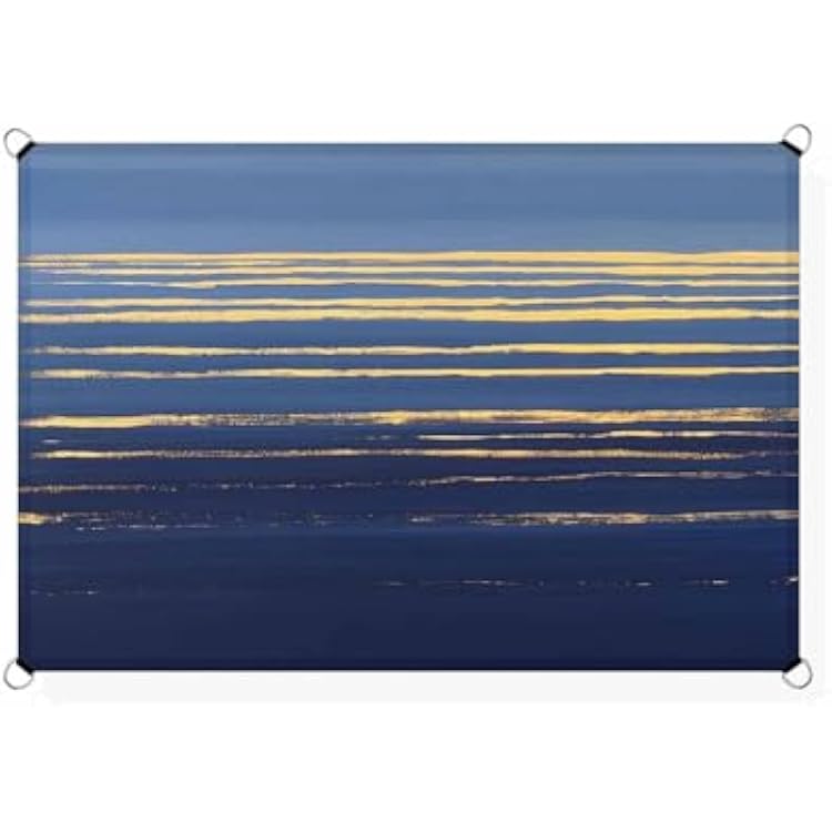 Sun Shade Sail 12x16ft,Golden Water Ripple Blue Ombre Sun Block Sunshade Waterproof Sun Shade Sail Canopy Awning for Outdoor Patio Garden Backyard Lawn,Abstract Sunrise Ocean Scene
