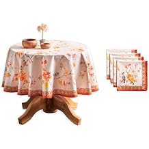 Maison d' Hermine Kelim - Prairie Bundle Set 100% Cotton Tablecloth (63 Inch Diameter) and Set of 4 Napkins (20 Inch by 20 Inch)