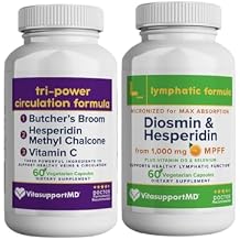 Lymphatic Drainage and Circulation Support Bundle with Diosmin Hesperidin 1000mg, Selenium, Vitamin D3, Vitamin C, Micronized MPFF, Healthy Blood Flow, Healthy Fluid Balance, 120 Capsules