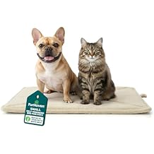 FurHaven ThermaNAP Self Warming Cat Mat, Dog Bed for Crates with Self-Warming Technology for Cozy Rest, Fully Machine Washable, Small, Plush Faux Fur, Cream