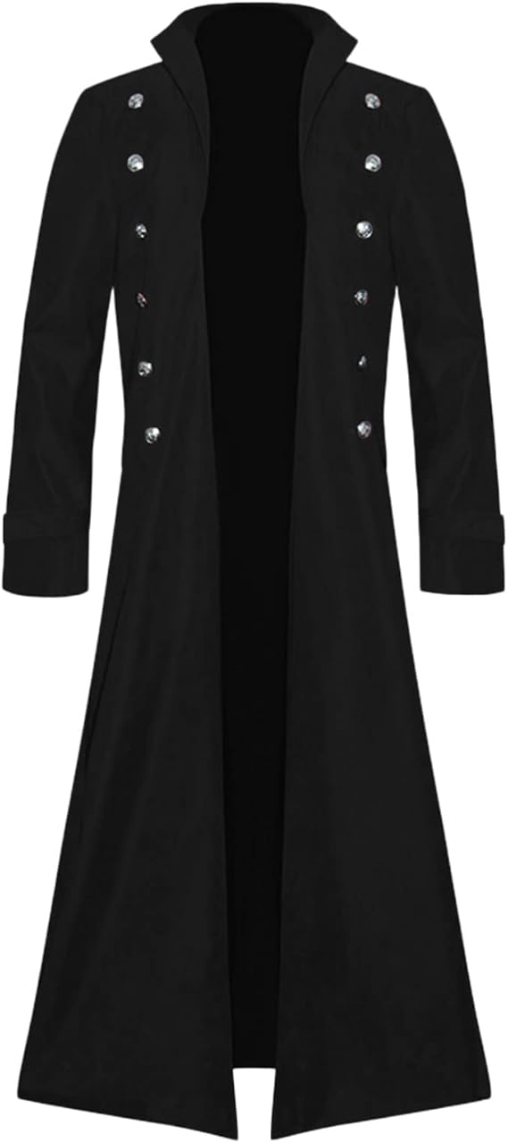 yueewhu Men's Steampunk Coat, Tuxedo, Retro Tailwear, Halloween, Prince, Cosplay Costume, Gothic Style, Military Uniform, Long Coat, Europe, Clothing, Knight, Court Clothing, Jacket, Fancy Dress,