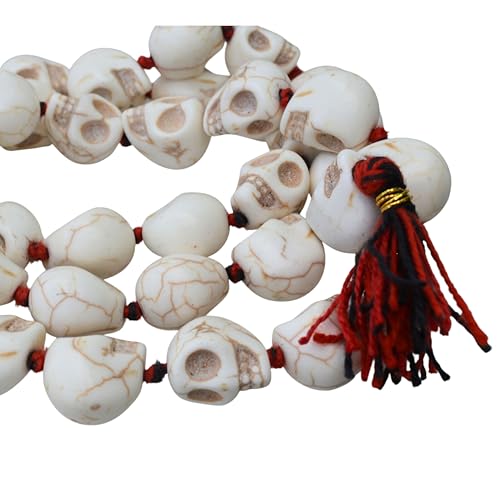 Mund Mala Carved Skull Prayer Beads rayer Healing Meditation Skull Mala
