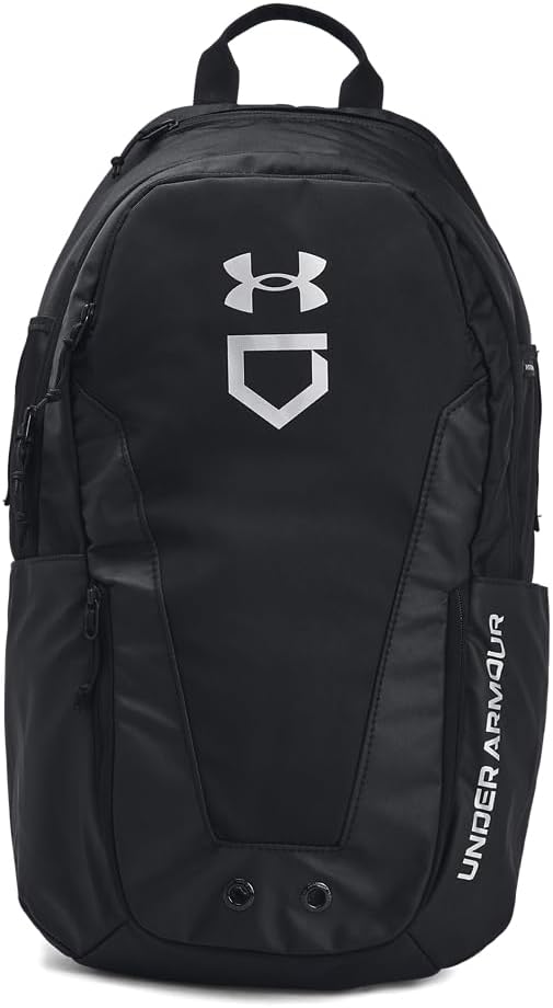 Under Armour Unisex Yard 2.0 Baseball Backpack, (001) Black/Black/Metallic Silver, One Size Fits Most