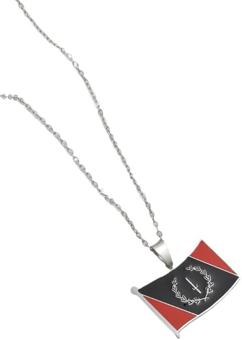 Fashion African American Country Map Pendant Necklace For Women Men - Ethnic Enamel Flag Charm Clavicle Chain,Patriotic Sweater Chain Jewelry Accessories