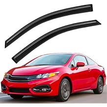 Lightronic Extra Durable Outside-Mount Auto Vent Window Visor, Fits 2012-2015 Honda Civic Coupe (2-Doors), UV Protection Rain Guard, Original Wind Deflector, No-Drill Easy Install, Dark Smoke, 2-Pcs
