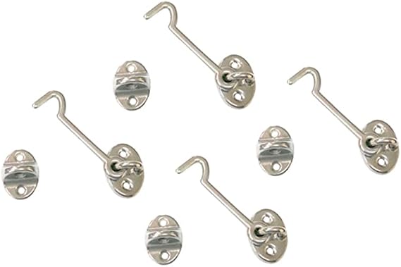 QCAA Marine Grade Stainless Steel 316 Cabin Hook Latch & Eye, 2.5", 4 Pack