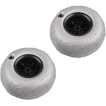 2PCS Beach Trolley Wheels Wide Balloon Tires PVC Air Wheels for Cart Canoe Dolly Camping Wagon Sand Grass Replacement Grey
